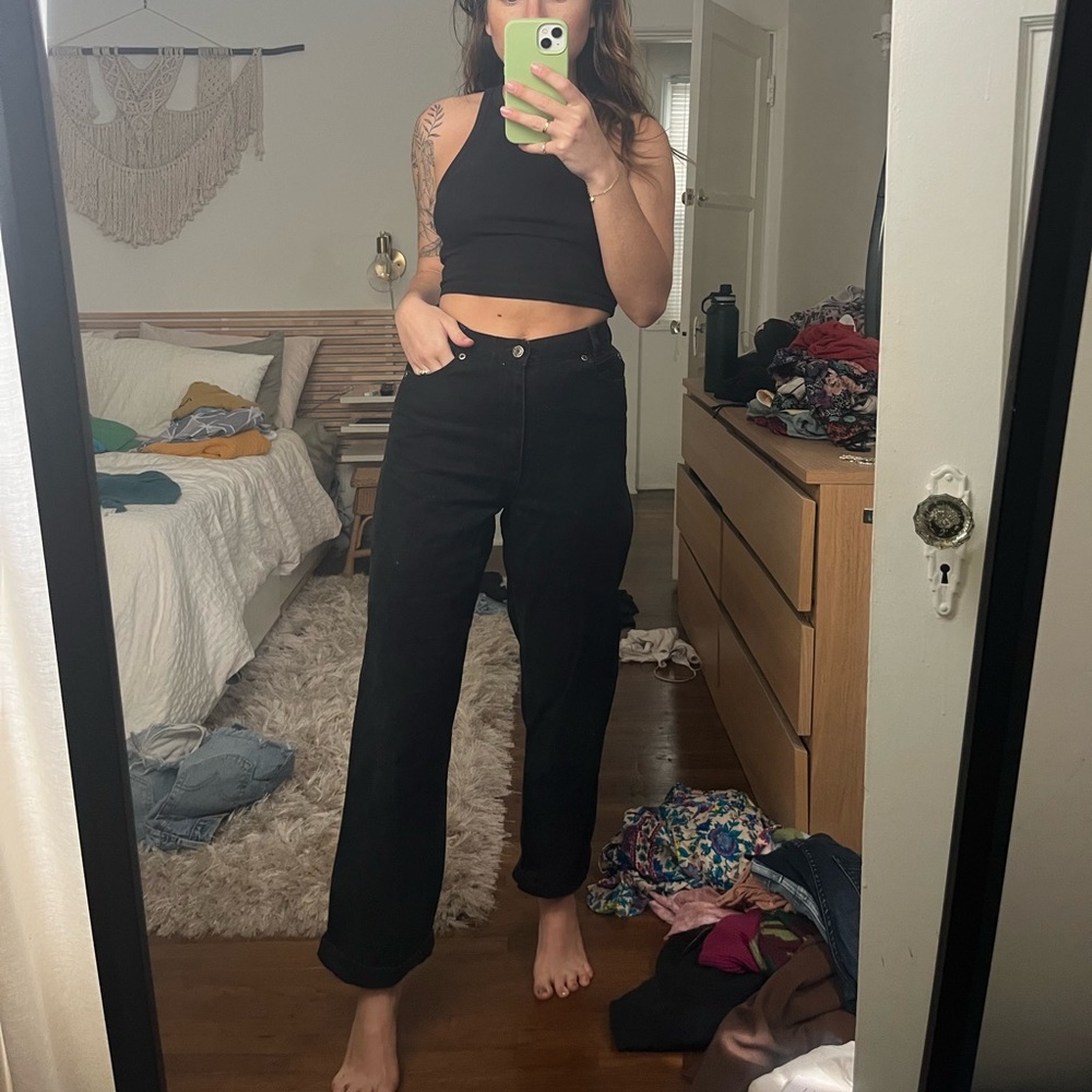 Black kick flare jeans